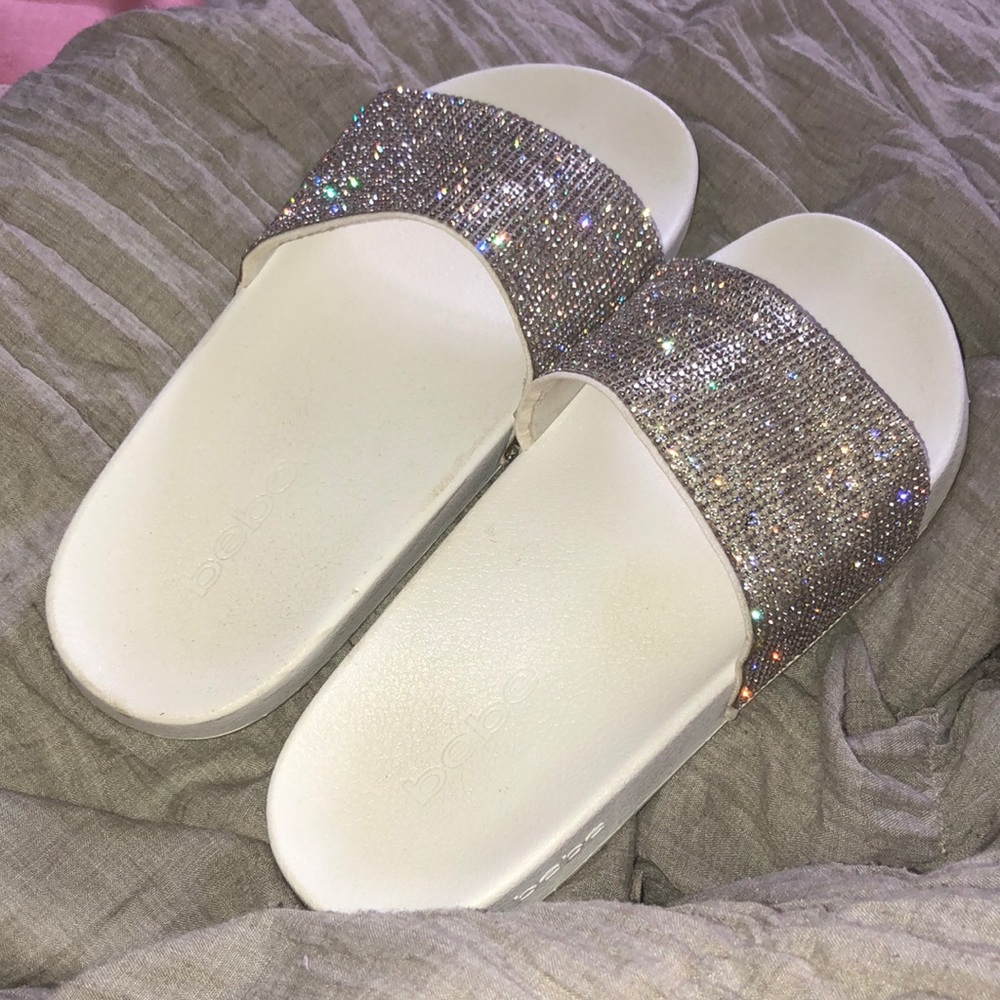 White rhinestone slides